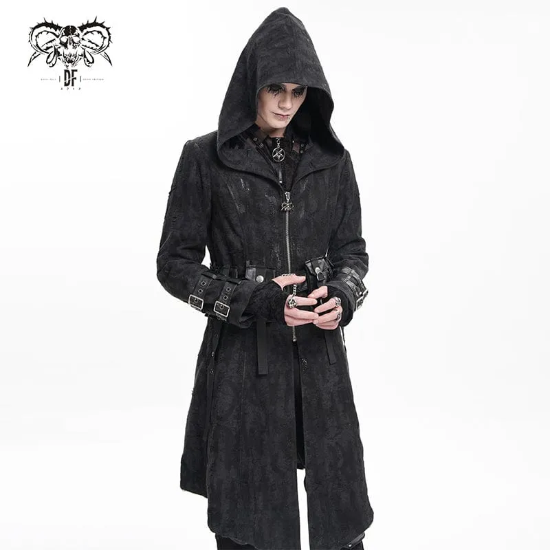 Gothic-Jacke mit Ösen und Kapuze für Herren