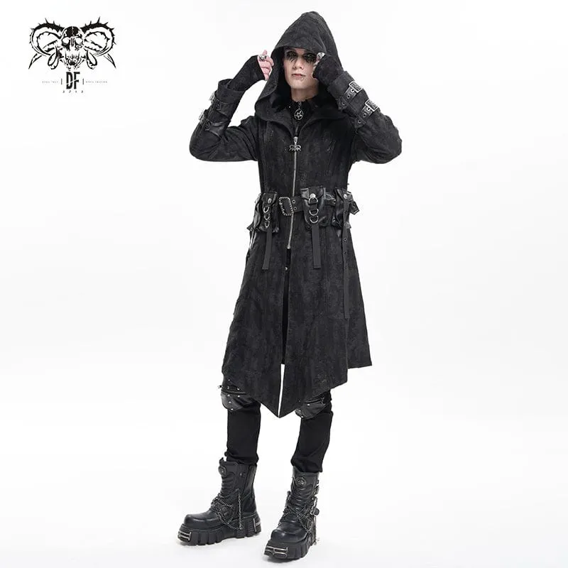 Gothic-Jacke mit Ösen und Kapuze für Herren