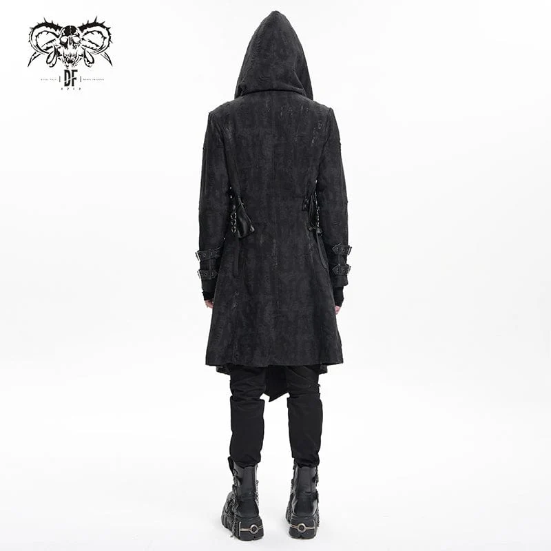 Gothic-Jacke mit Ösen und Kapuze für Herren