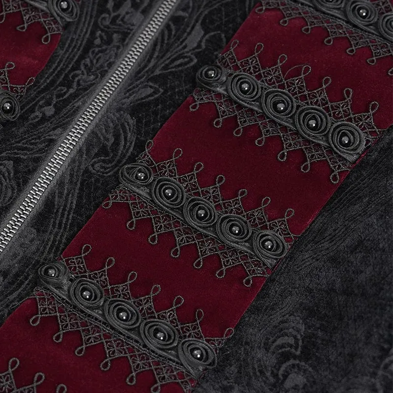 Herren Gothic Kreuz Häkeljacke Schwarz Rot