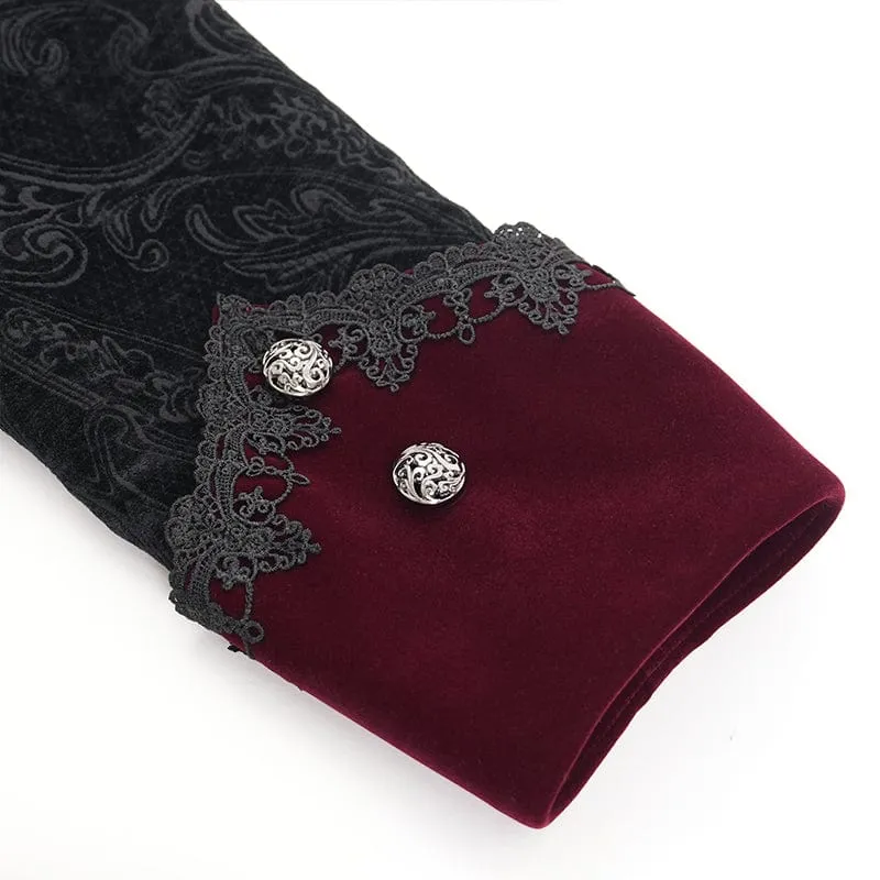 Herren Gothic Kreuz Häkeljacke Schwarz Rot