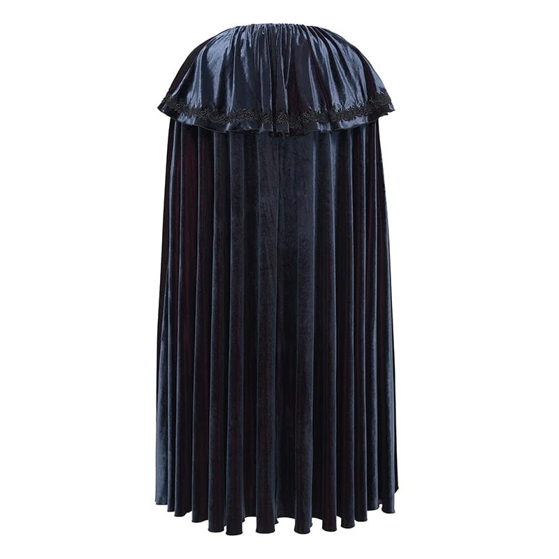 Gothic Umhang mit Häkelriemen für Herren, Schwarz/Rot