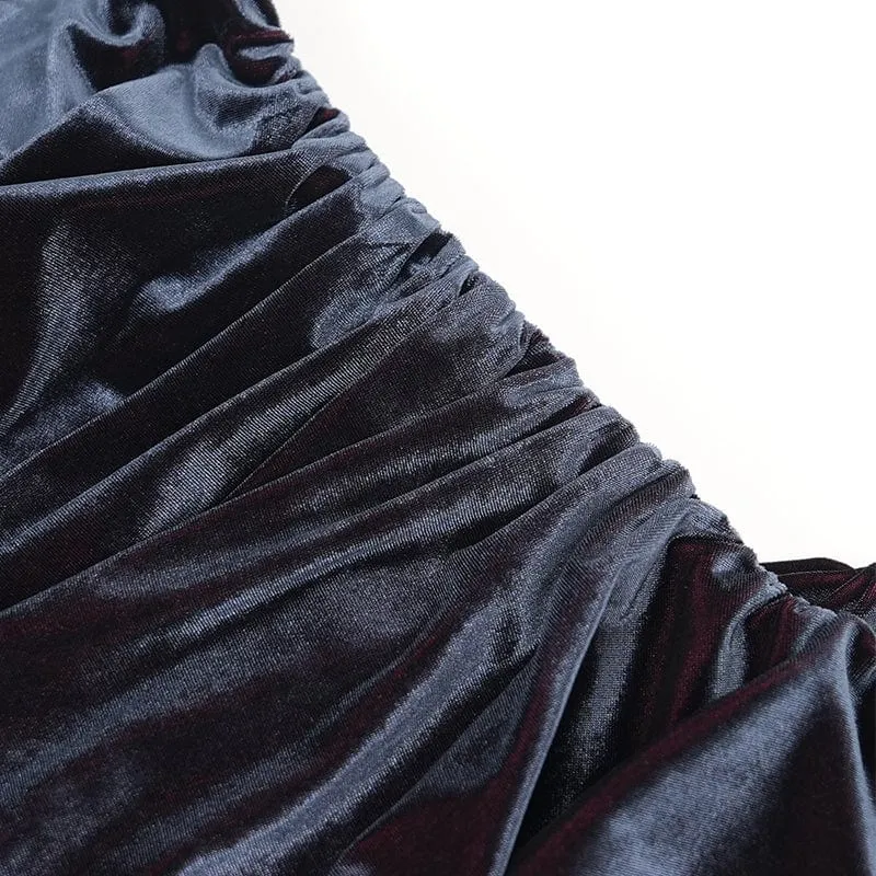 Gothic Umhang mit Häkelriemen für Herren, Schwarz/Rot