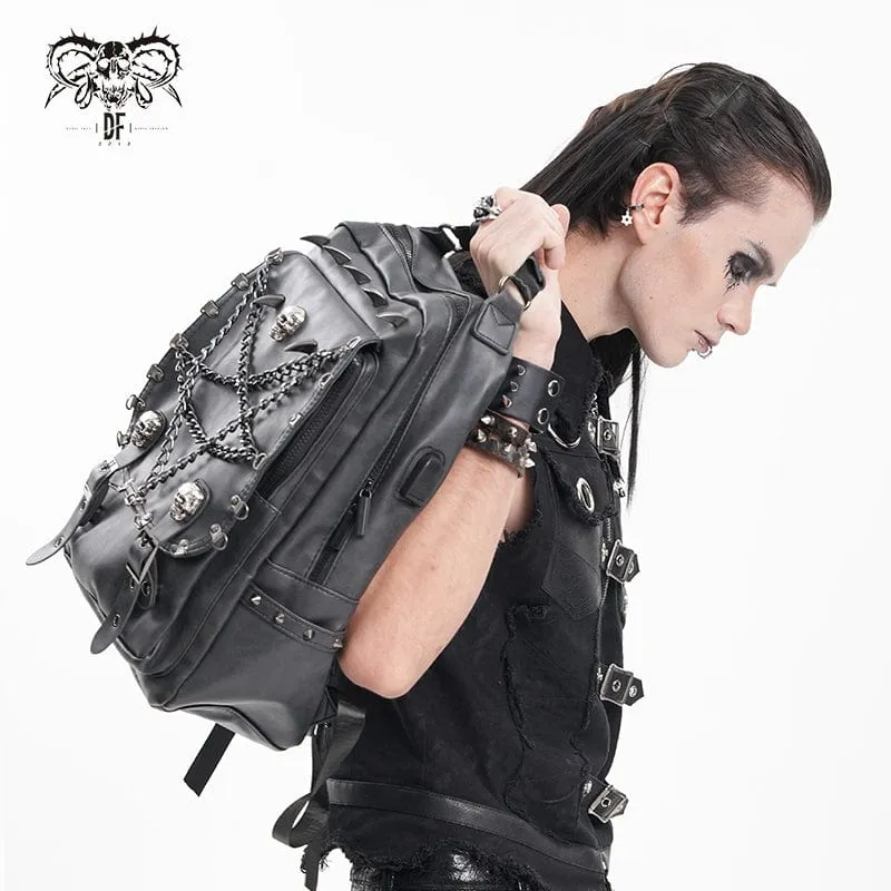 Gothic-Tasche mit Totenkopf-Motiv und Schnalle für Herren
