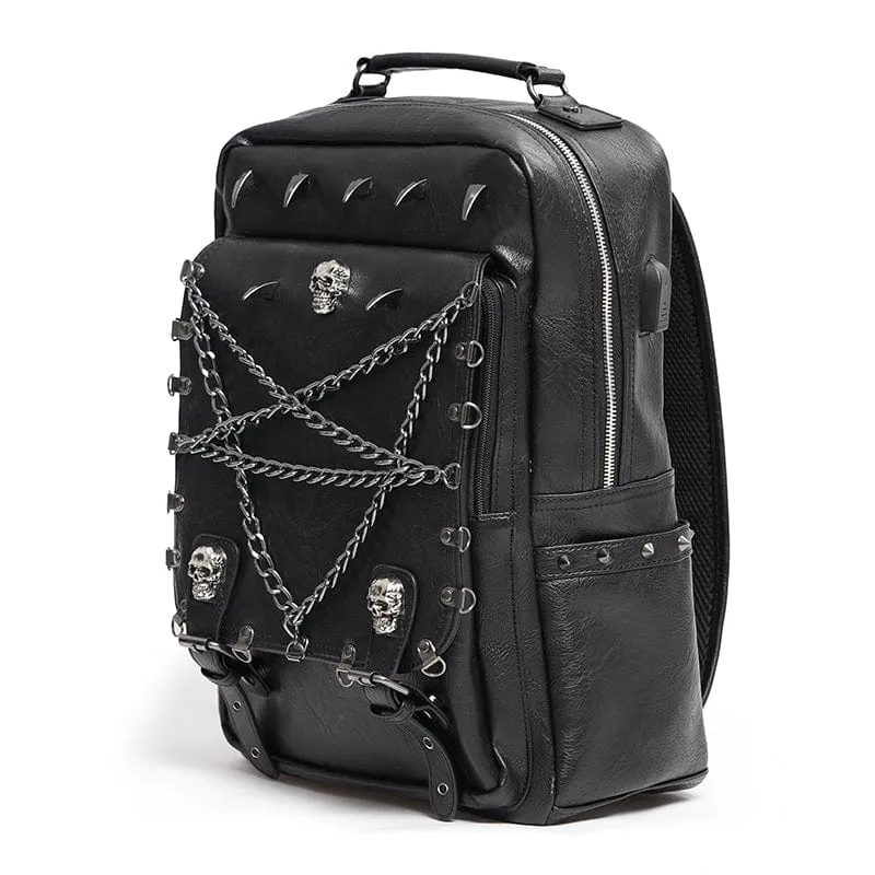 Gothic-Tasche mit Totenkopf-Motiv und Schnalle für Herren
