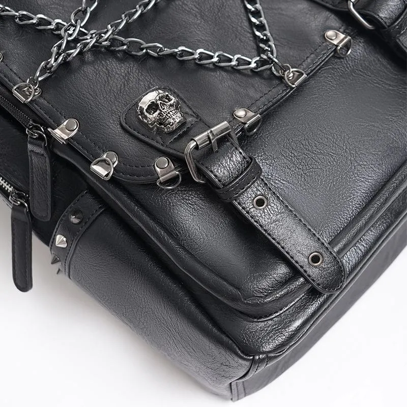 Gothic-Tasche mit Totenkopf-Motiv und Schnalle für Herren
