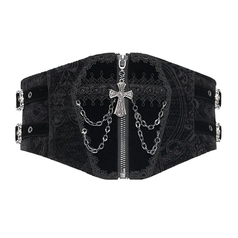 Gothic-Hüftgürtel mit Kreuzkette zum Anschnallen für Herren