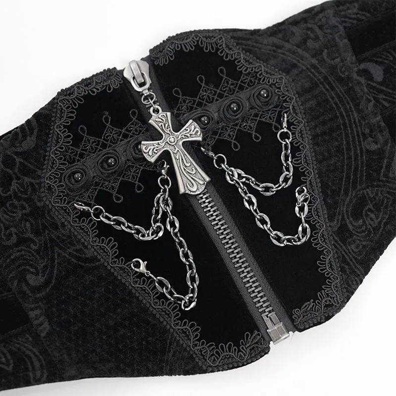 Gothic-Hüftgürtel mit Kreuzkette zum Anschnallen für Herren