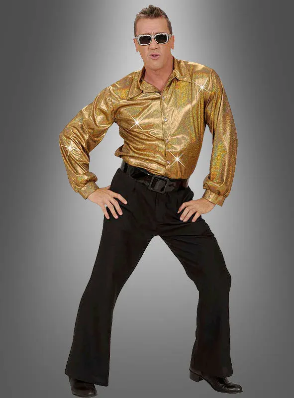 Glitzer Hemd Herren gold