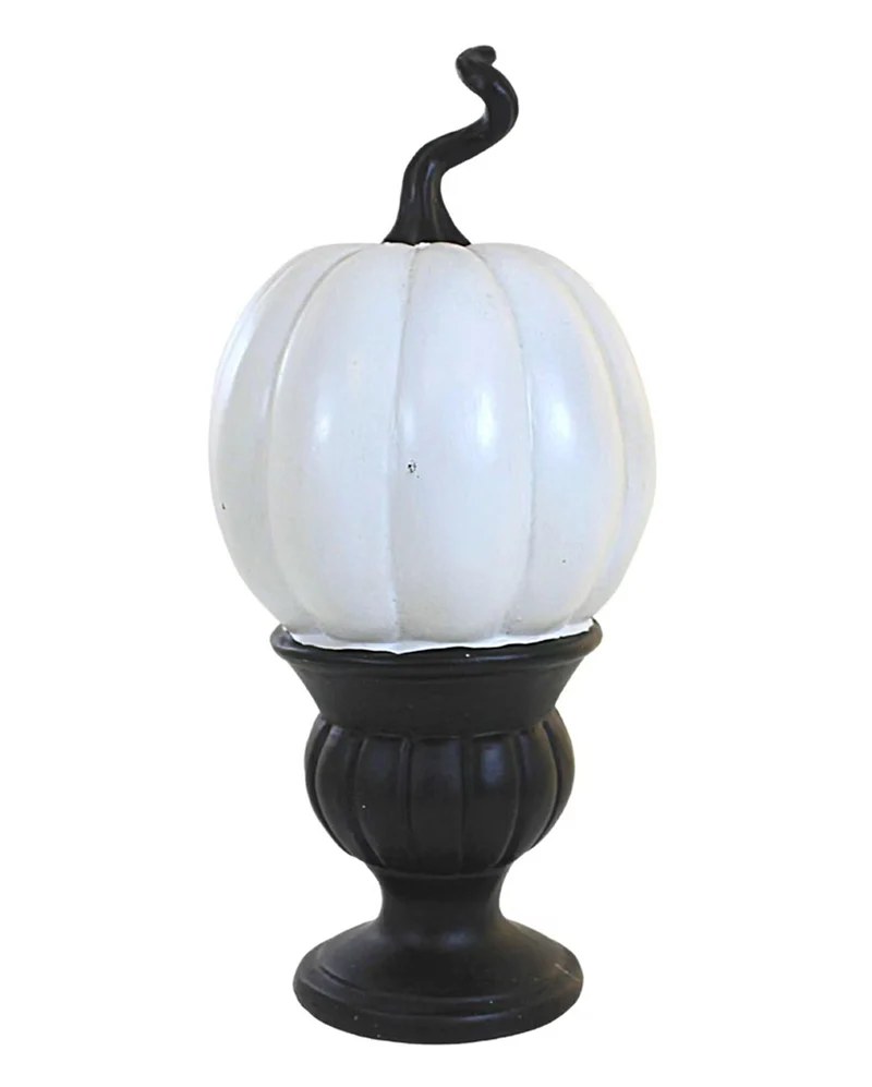 Leuchtender weißer Pumpkin auf Podest 27cm