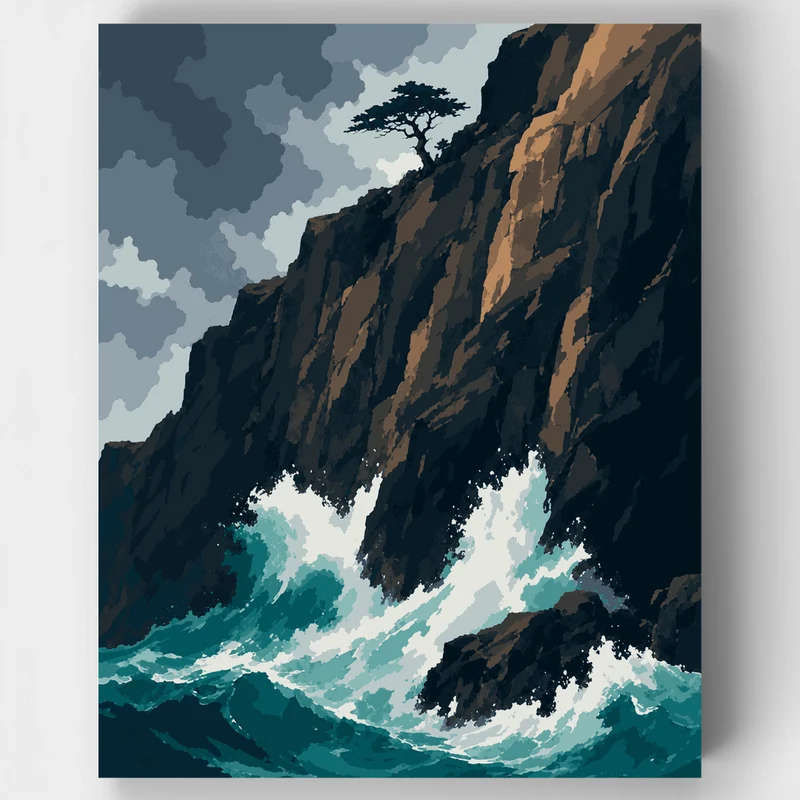 Lone Cliff Tree - Paint by Numbers Kit