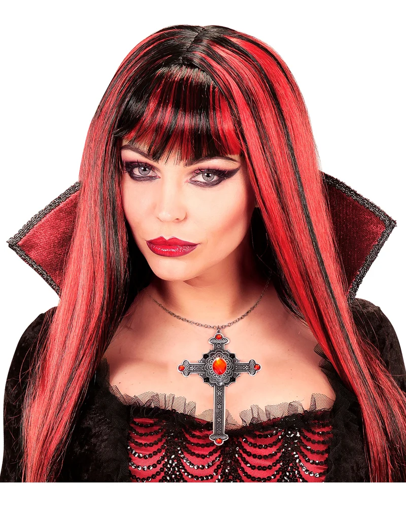 Gothic Halskette mit Kreuz u. Edelstein