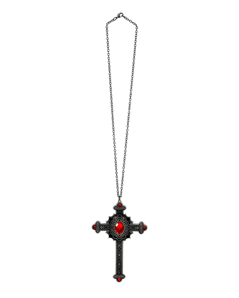 Gothic Halskette mit Kreuz u. Edelstein