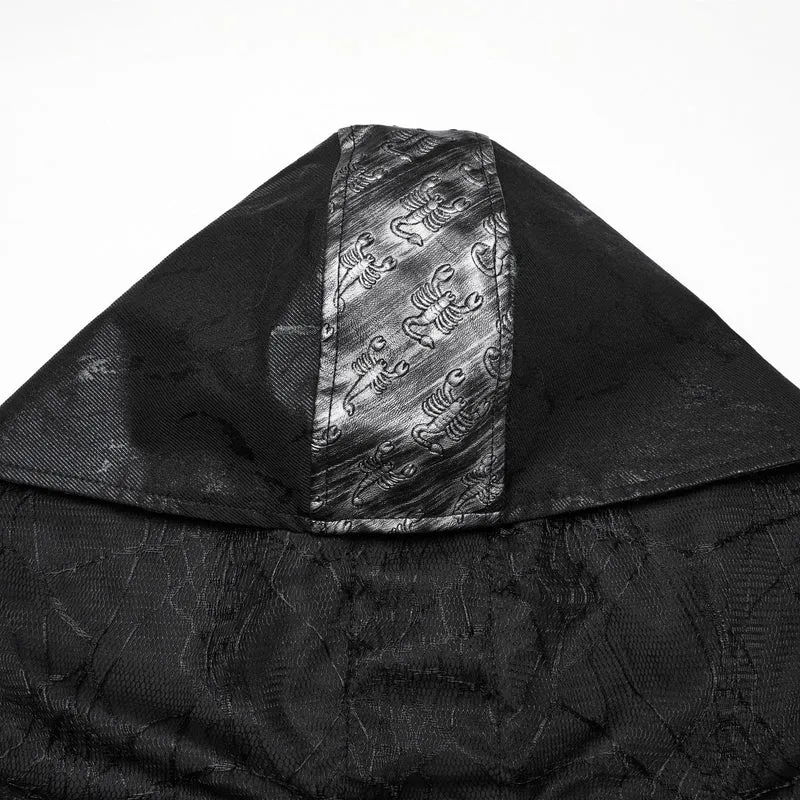 Gothic-Kochmantel aus Kunstleder für Damen in Schwarz mit Stretch-Twill-Stoff