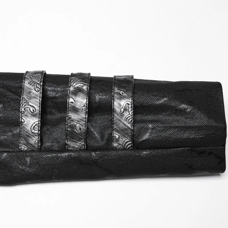 Gothic-Kochmantel aus Kunstleder für Damen in Schwarz mit Stretch-Twill-Stoff