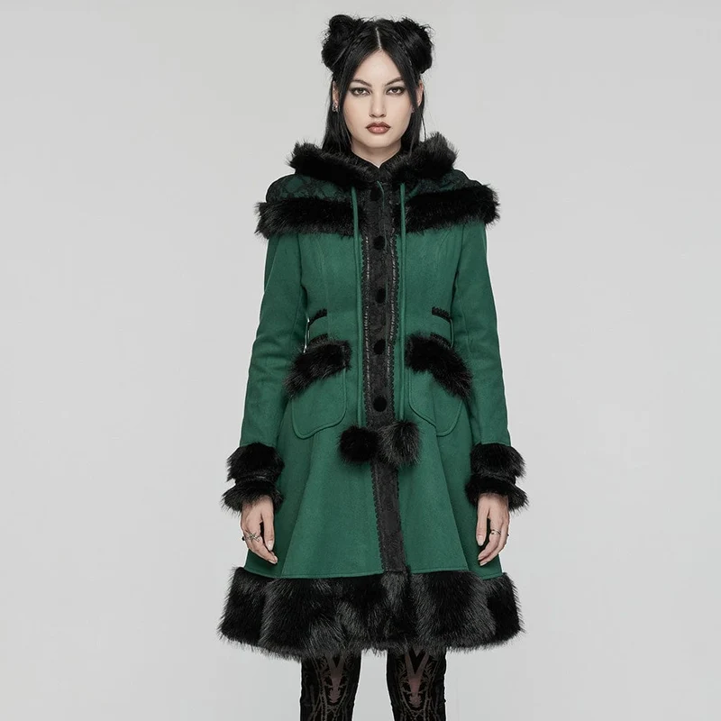 Frauen Lolita Hooded Bowknot Overcoat