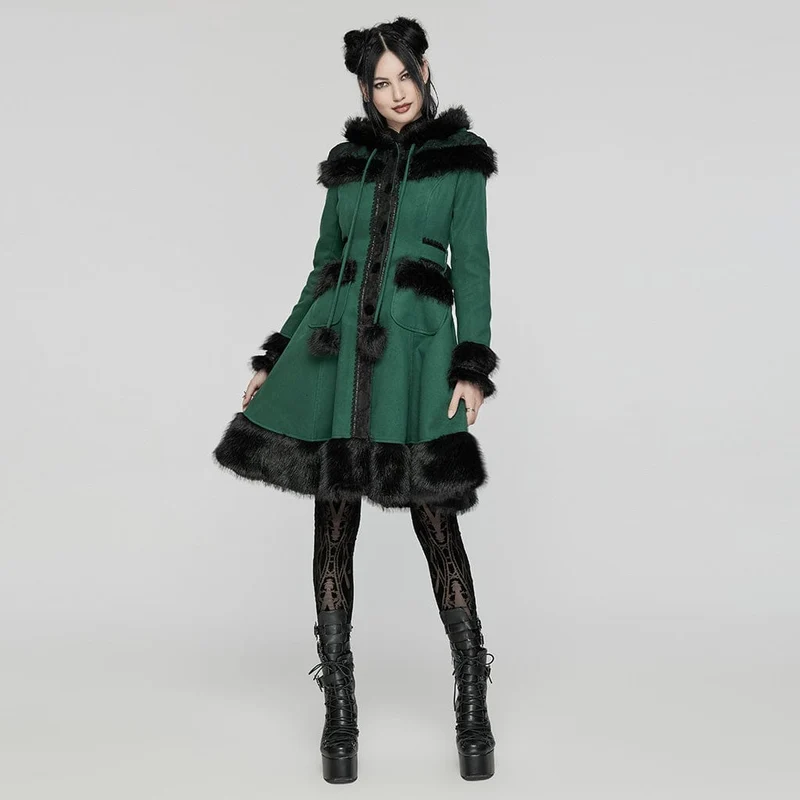 Frauen Lolita Hooded Bowknot Overcoat