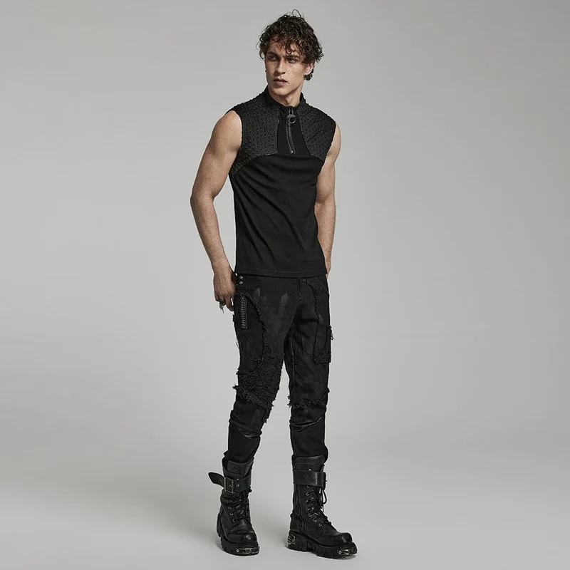 Herren Punk Bubble Zipper Tanktop