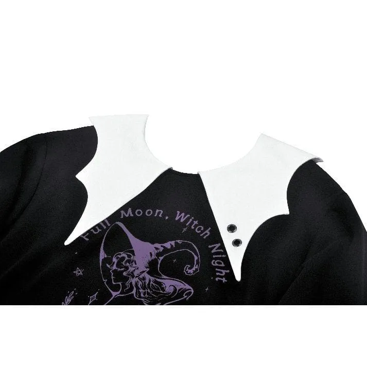 Damen Punk Batwing Sweatshirt Schwarz Weiß