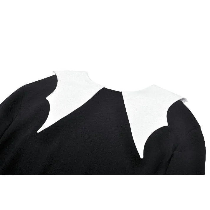 Damen Punk Batwing Sweatshirt Schwarz Weiß