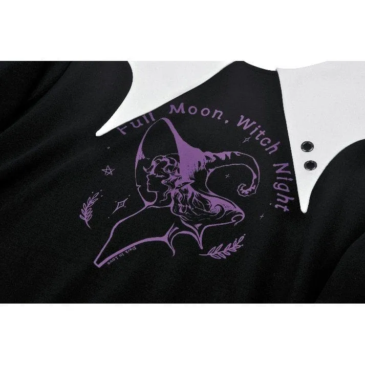 Damen Punk Batwing Sweatshirt Schwarz Weiß