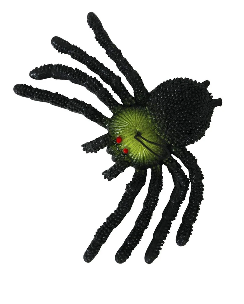 Schwarz-Grüne Spinne aus Gummi 14cm