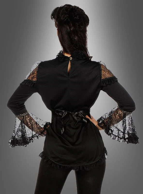 Elegante Bluse mit Spitze schwarz