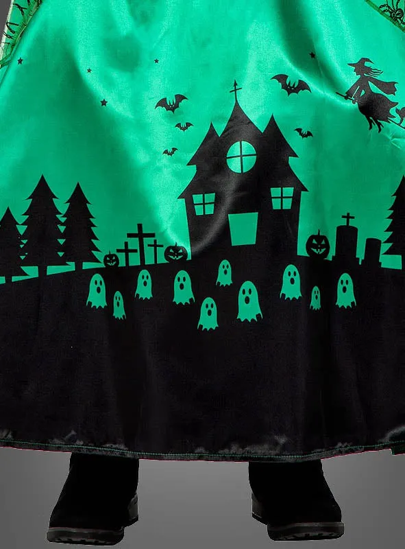 Langes Hexenkleid grün für Kinder