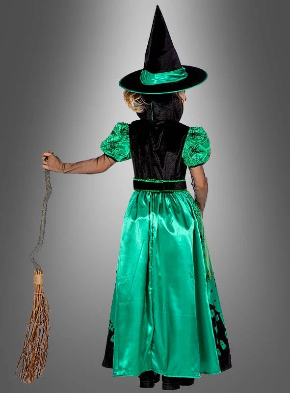 Langes Hexenkleid grün für Kinder