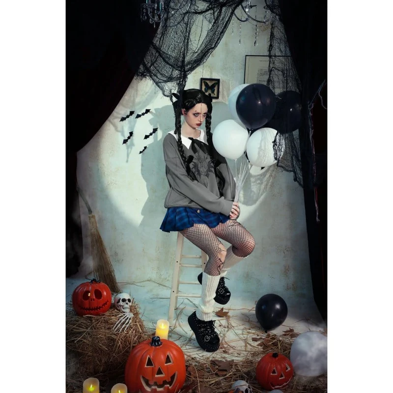 Damen Grunge Bowknot Bat Sweatshirt Grau