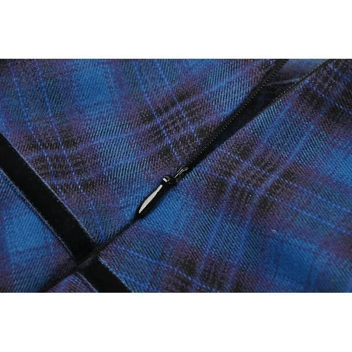 Damen Grunge Stars Plaid Kurzrock Blau
