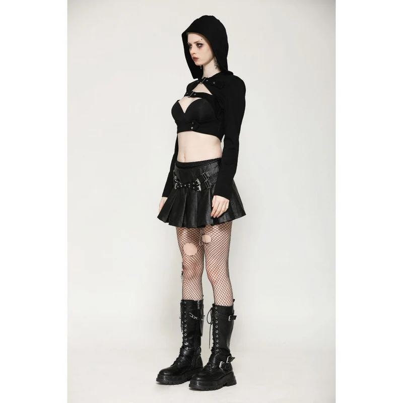 Kurzer Punkrock mit Ösen und Schnalle für Damen