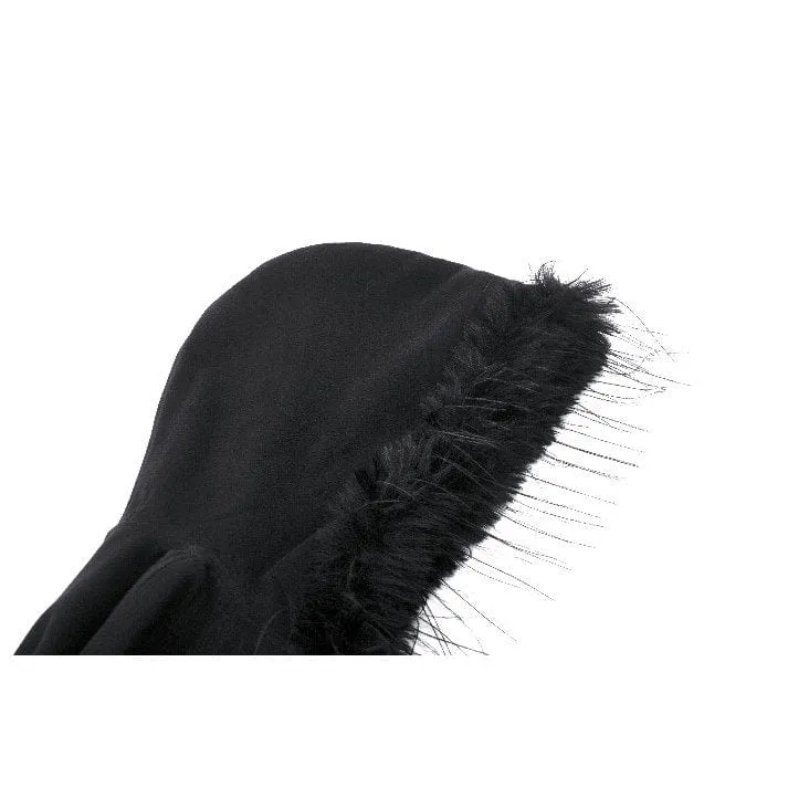Gothic-Umhang aus Kunstpelz mit Kapuze für Damen