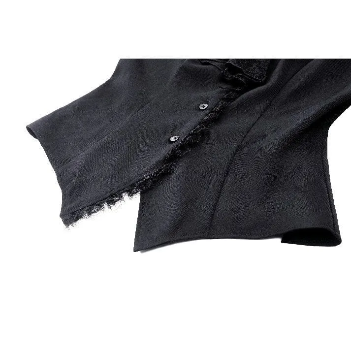 Gothic-Langarmhemd mit Rüschen für Damen
