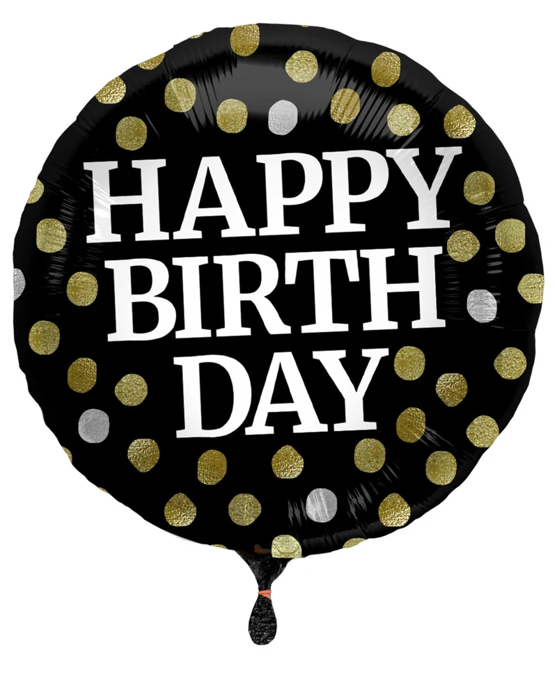 Folienballon - Happy Birthday Glossy Black 45cm