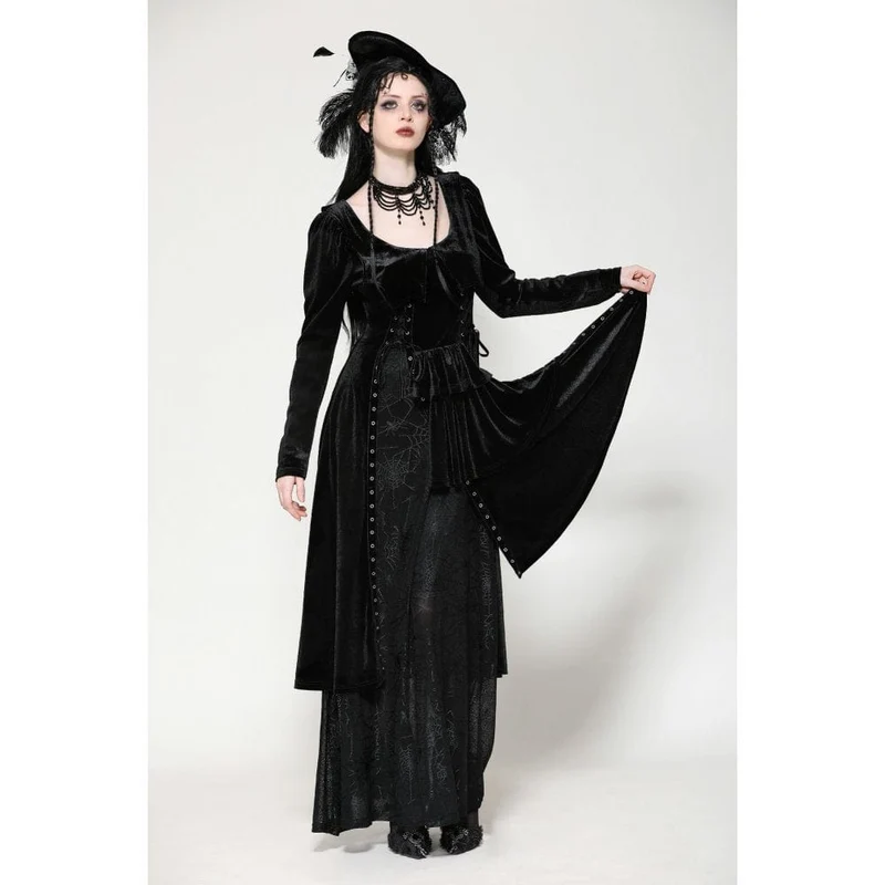 Gothic-Maxikleid mit Ösen und Seitenschlitz für Damen – Hochzeitskleid