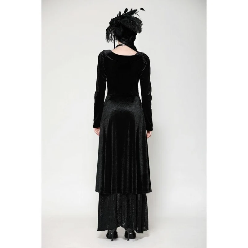 Gothic-Maxikleid mit Ösen und Seitenschlitz für Damen – Hochzeitskleid