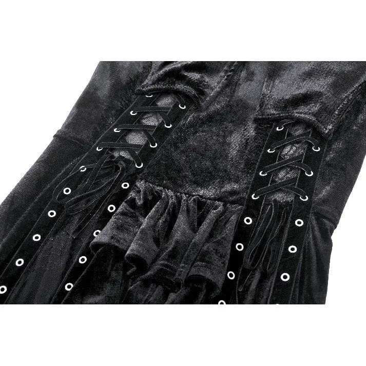 Gothic-Maxikleid mit Ösen und Seitenschlitz für Damen – Hochzeitskleid