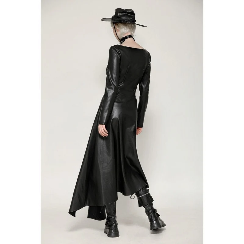 Damen-Kleid mit Punk-Ösen, seitlichem Schlitz und unregelmäßigem Saum