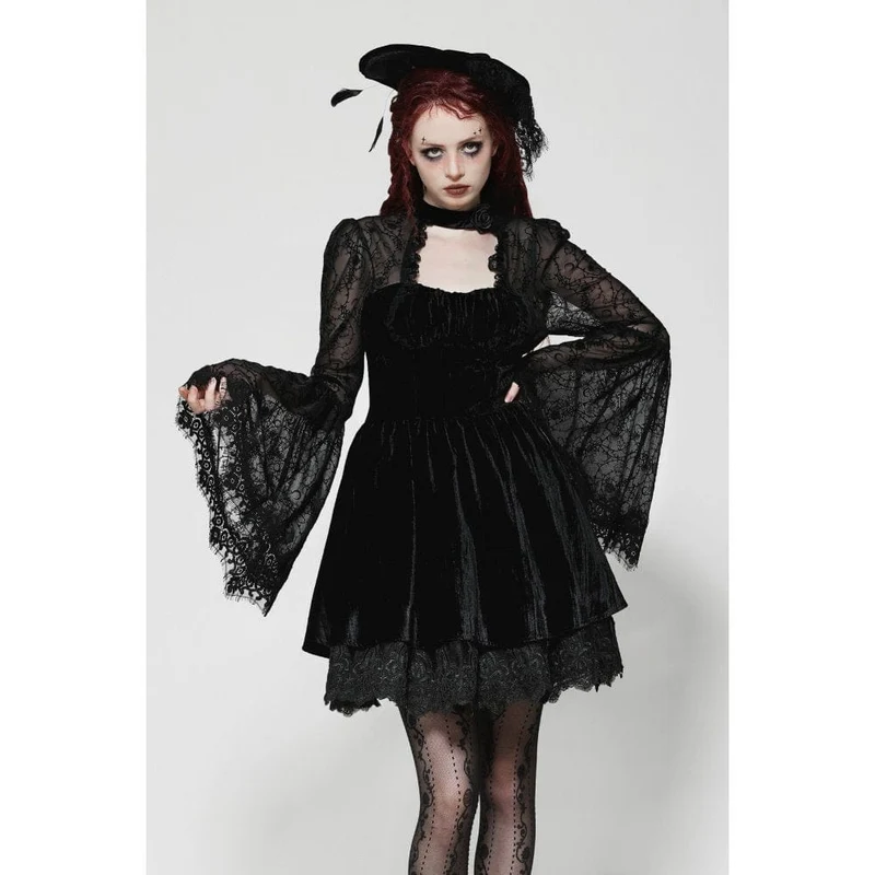 Kurzes Gothic-Spitzenkleid mit Cut-outs für Damen
