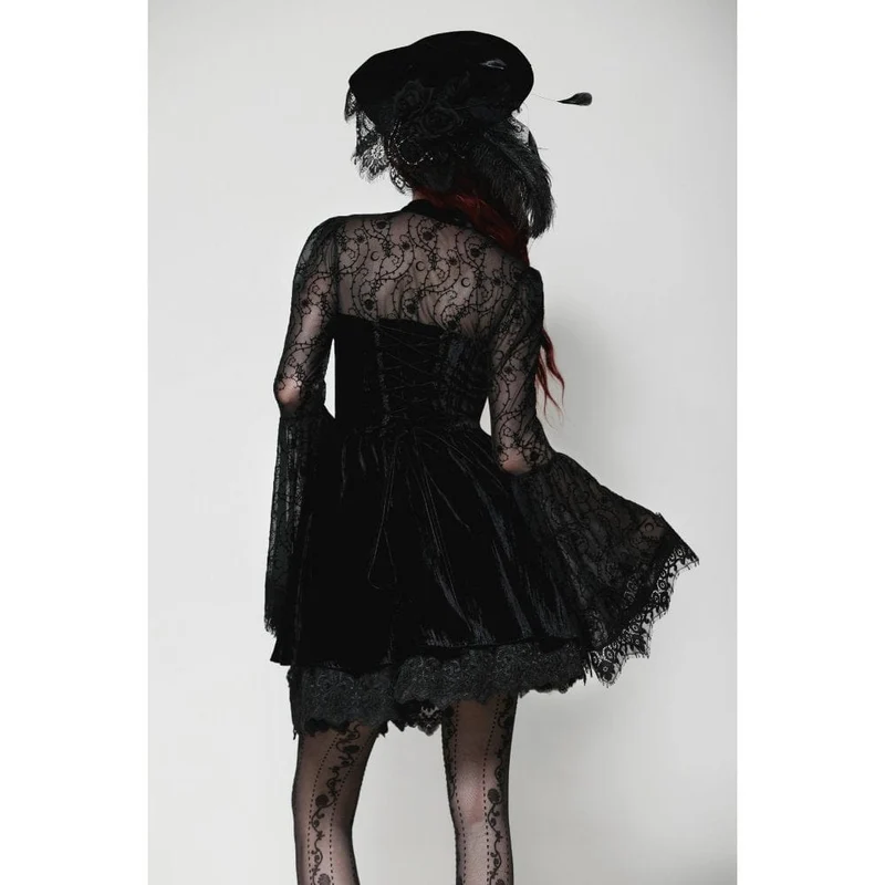 Kurzes Gothic-Spitzenkleid mit Cut-outs für Damen