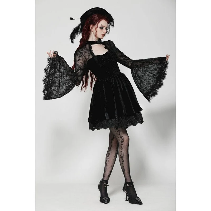 Kurzes Gothic-Spitzenkleid mit Cut-outs für Damen