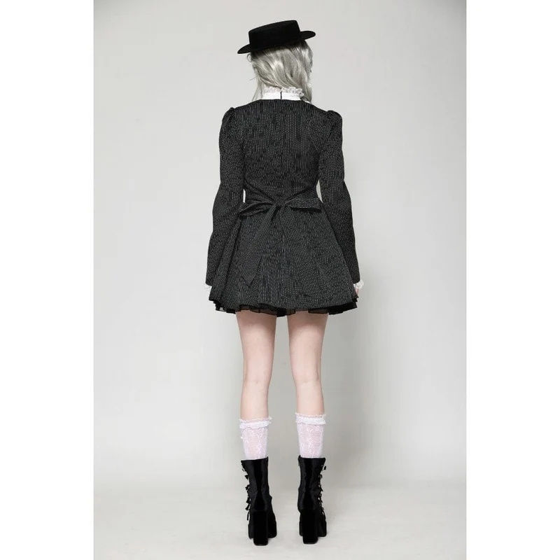 Gothic Lolita Rüschenkleid aus Spitze, kurzes Damenkleid, Abschlusskleid, Schwarz-Weiß