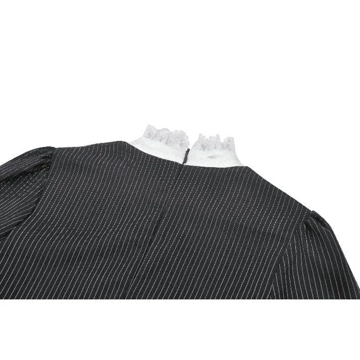 Gothic Lolita Rüschenkleid aus Spitze, kurzes Damenkleid, Abschlusskleid, Schwarz-Weiß
