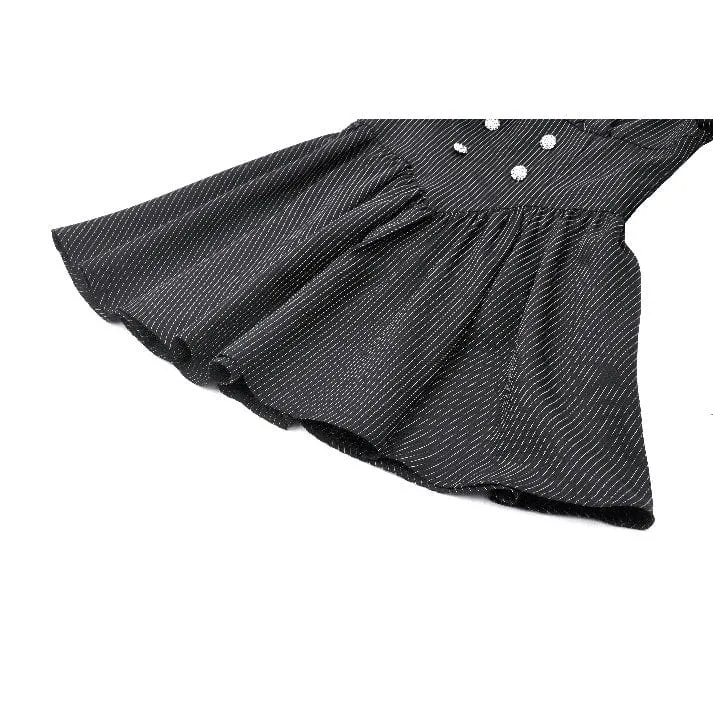 Gothic Lolita Rüschenkleid aus Spitze, kurzes Damenkleid, Abschlusskleid, Schwarz-Weiß