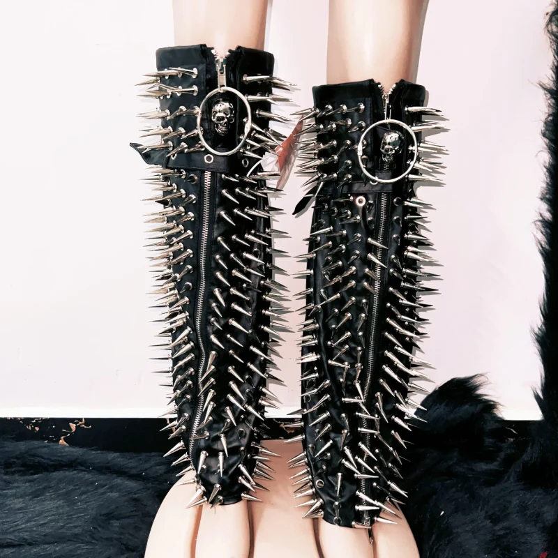 Rhinestone skull applique chain gloves cami top