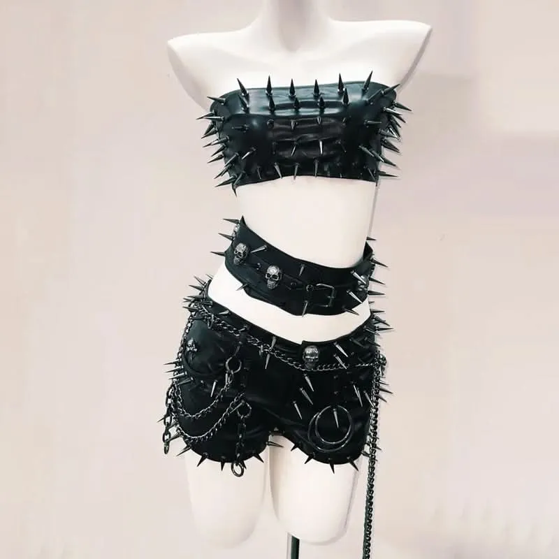 Rhinestone skull applique tube top