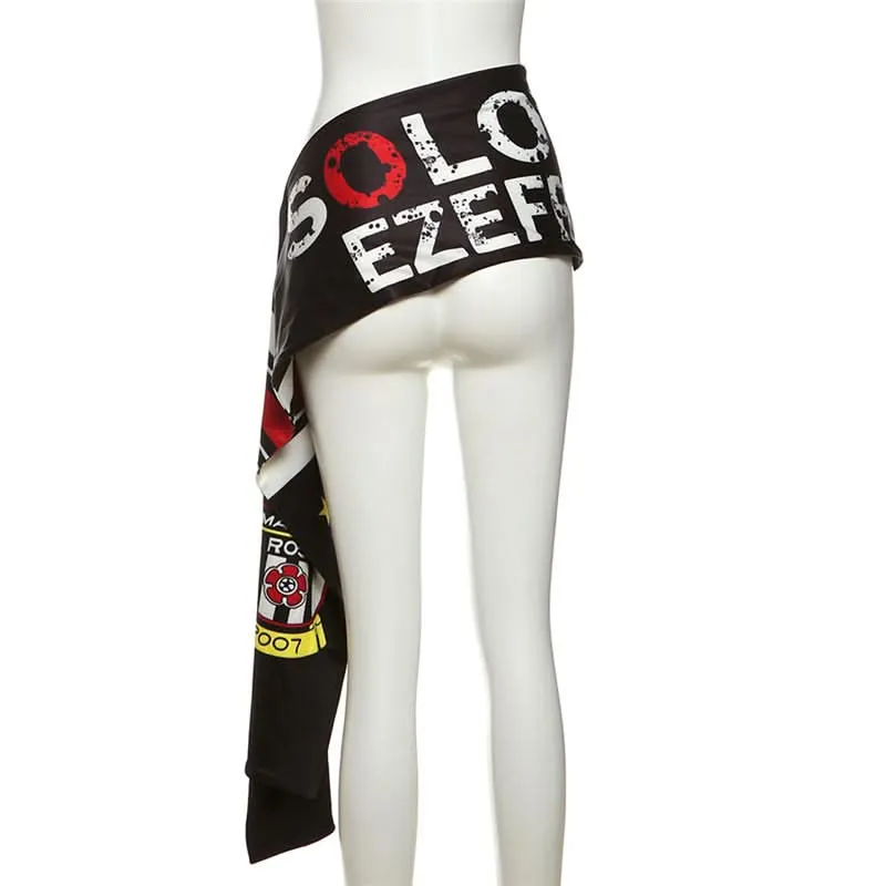 Letter print contrast decor belt