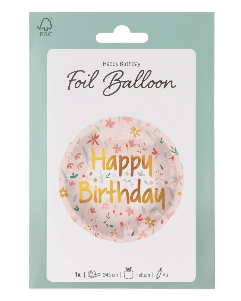 Folienballon - Cute Flowers Birthday 45cm