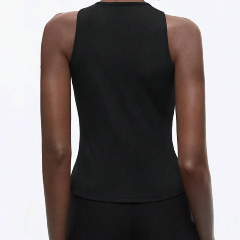 Cut out o ring crewneck black top